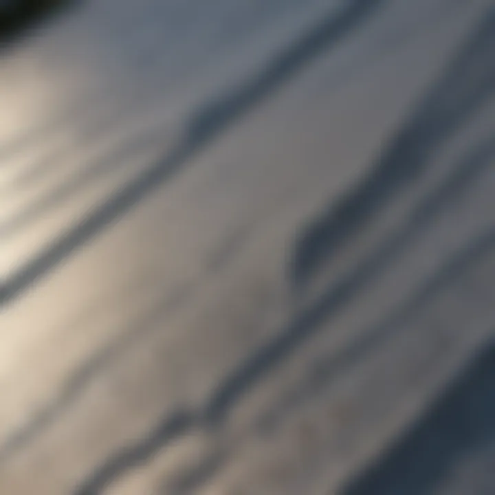 Close-up of a roof with sealant applied