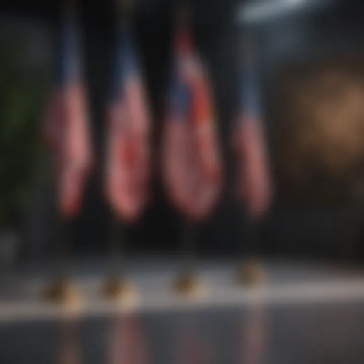 Flags displayed with proper etiquette in different environments
