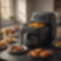 Aerial view of Char-Broil air fryer with accessories