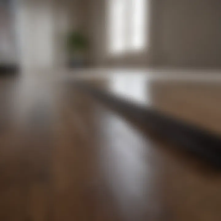 Luxury vinyl planks being aligned for installation