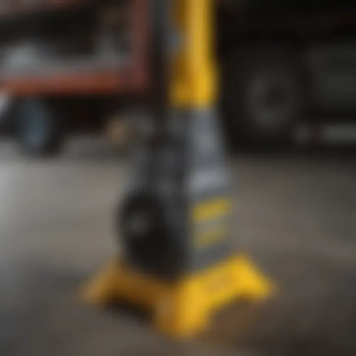 Close-up of load capacity rating on a jack stand