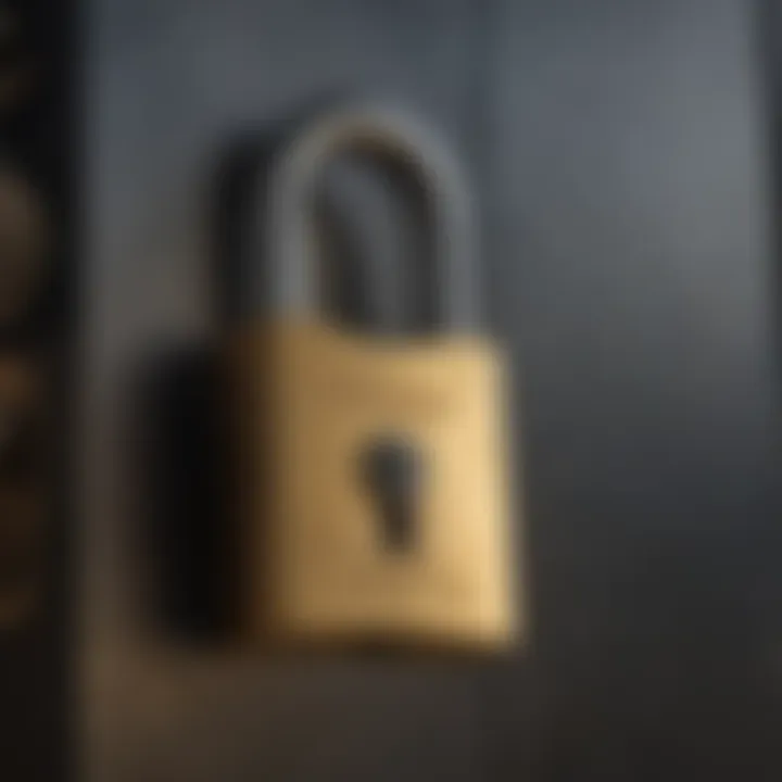 An image illustrating a padlock in use, securing a storage unit to emphasize practical application.