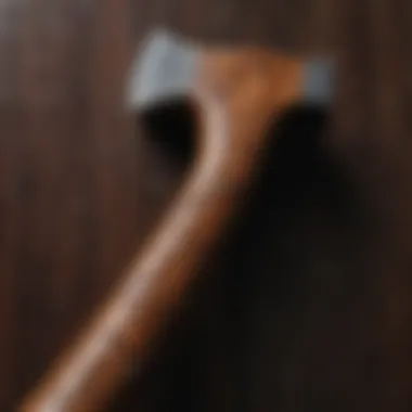 Artisanal Wooden Grain Patterns Crafted wooden axe handle with intricate grain patterns