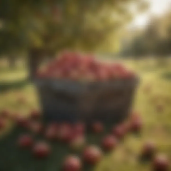 Variety of ripe apples in an orchard