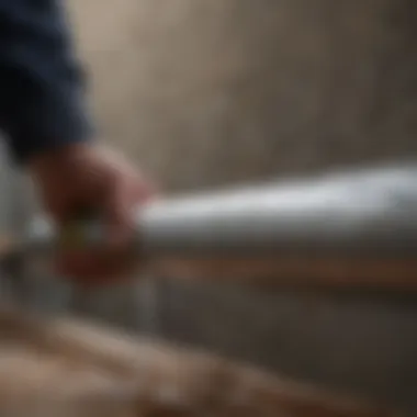 Applying waterproof tape around a leaking pipe