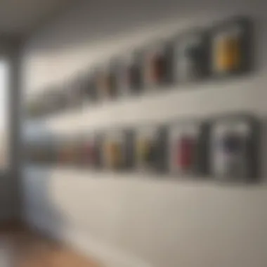 Artistic arrangement of paint can hooks as a gallery wall display