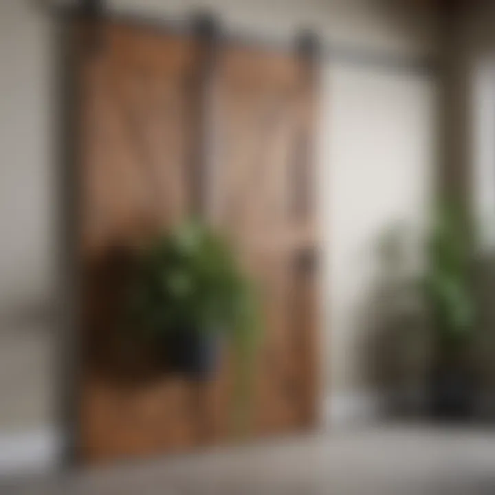 Barn Door Floor Bracket as Unique Hanging Plant Holder
