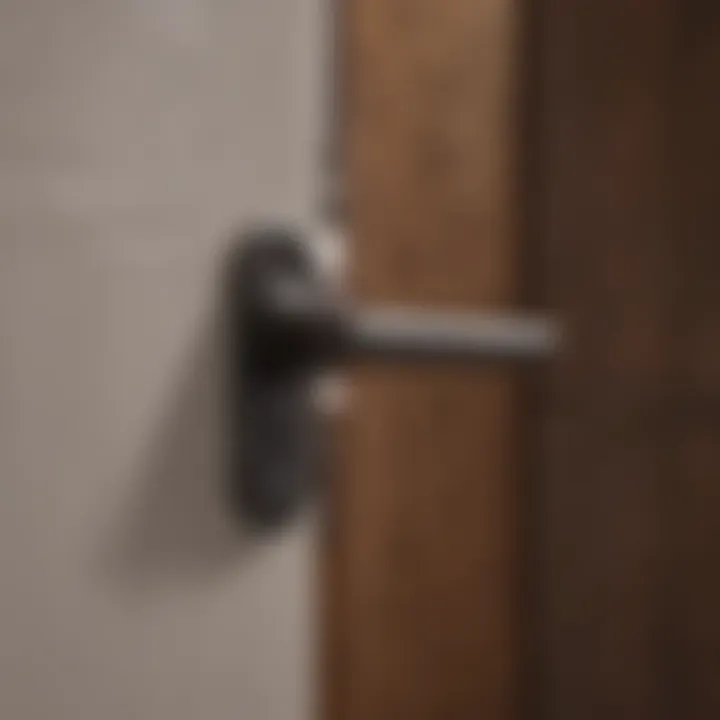 Close-up of stylish barn door handle