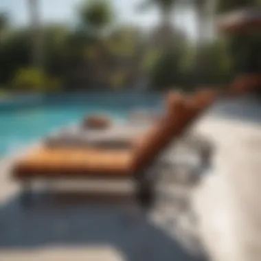 Relaxation by the Poolside Cozy lounge chairs beside a pool