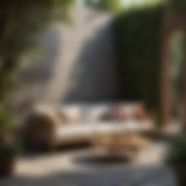 Inviting Outdoor Lounge Area Stylish outdoor sofa with decorative pillows