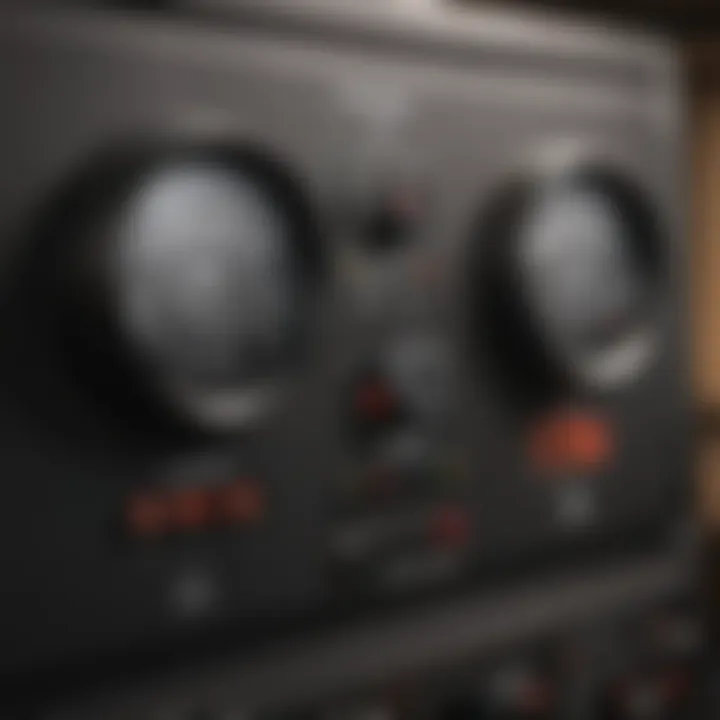 Close-up of humidistat control panel on attic fan