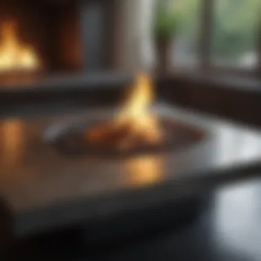 Contemporary Fire Table with Unique Materials Contemporary fire table with a sleek design and unique materials
