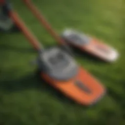 Different types of lawn mower blades displayed