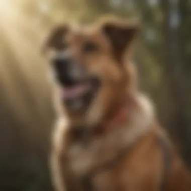Content Large Dog with Safety Collar Happy large dog with a collar