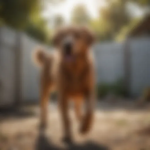 Large dog exploring a safe yard