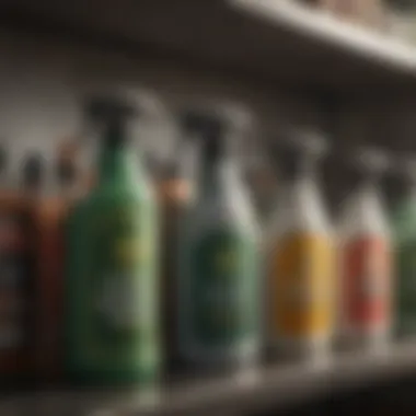 Diverse Weed Killer Formulations Variety of weed killer spray bottles on a shelf