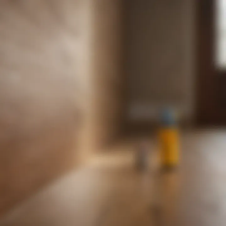 A person marking a stud location after finding it with a stud finder.