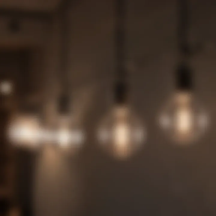 Close-up of bistro light fixtures highlighting design details