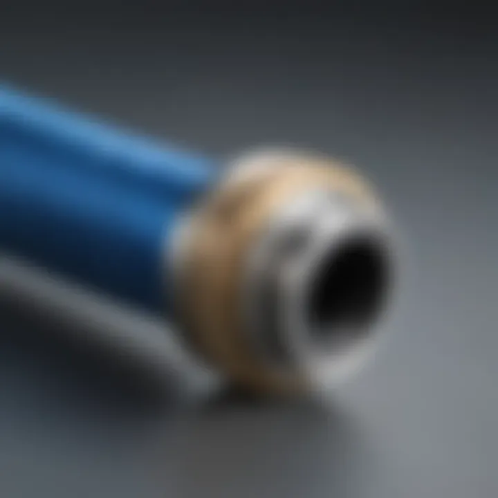 Close-up of blue seal thread sealant tube