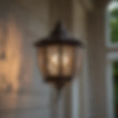 Close-up of a bug zapper porch light in action