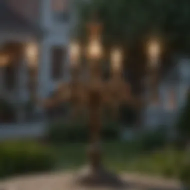 Candelabra Base Light Fixture in Dusk Setting Elegant candelabra base light fixture illuminating a garden at dusk