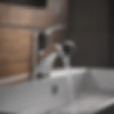 Detailed view of a faucet installation