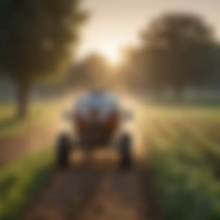 User applying Chapin electric sprayer in agricultural field