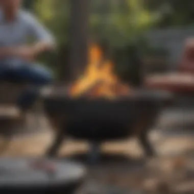 Safety measures around a charcoal fire pit table