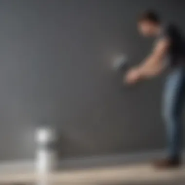 Paint roller application on wall