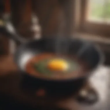 Cast iron skillet being cleaned with natural ingredients