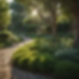 Lush green yard with neatly trimmed bushes