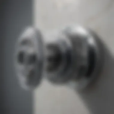 Close-up of chrome shower valve mechanism