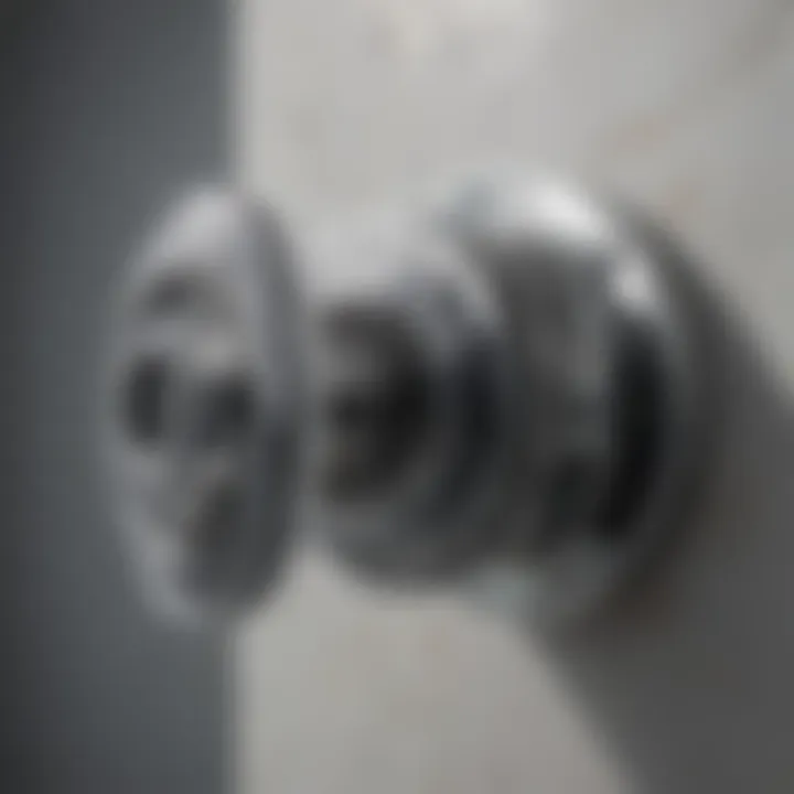 Close-up of chrome shower valve mechanism