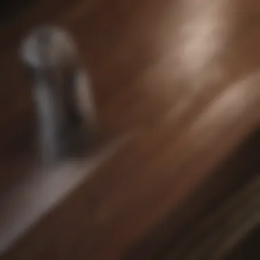 Close-up of glossy top coat spray paint on detailed woodworking