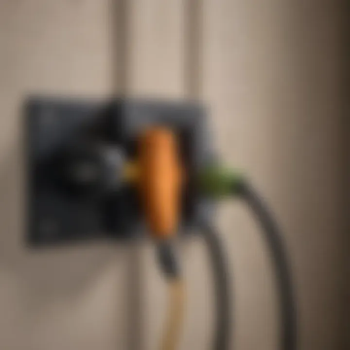 A close-up of heavy-duty extension cord plugs connected securely