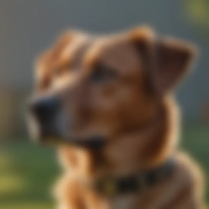 Close-up of invisible fence collar on a dog