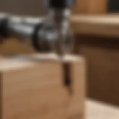 Close-up of a locking corner router bit in action