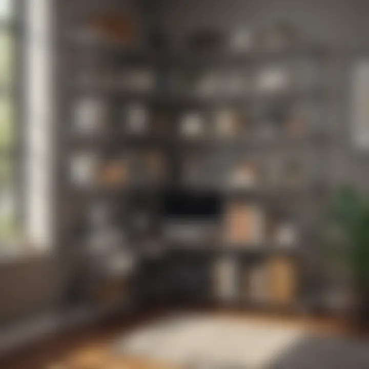 Efficient installation of wire shelves in a home office