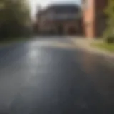 A macadam driveway showcasing its layered structure and gravel composition