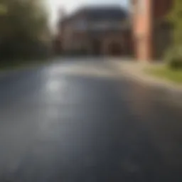 A macadam driveway showcasing its layered structure and gravel composition