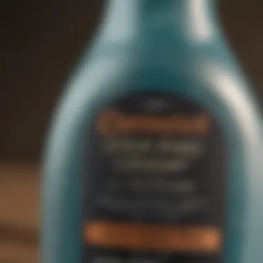Close-up of Dirtex cleaner bottle with label
