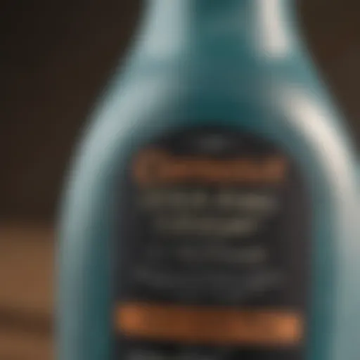 Close-up of Dirtex cleaner bottle with label
