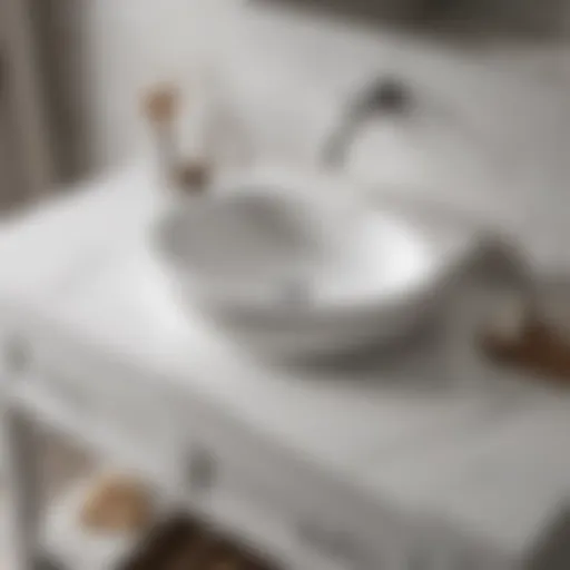 Elegant white vanity top showcasing smooth surface and pristine finish