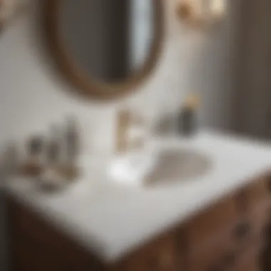 Illustration of installation process for the vanity top