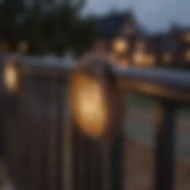 Elegant Design of Solar Rope Lights on Railings Close-up view of solar rope lights coiled around a decorative railing