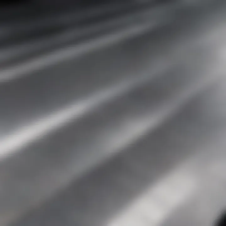 Close-up of brushed stainless steel sheet texture