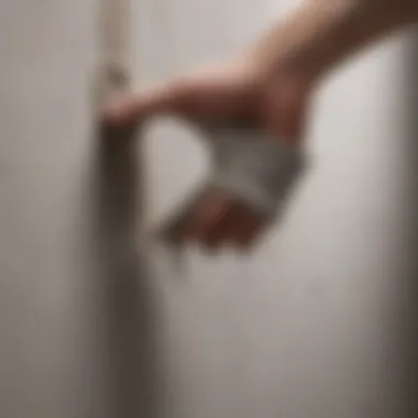 Close-up of drywall mud application