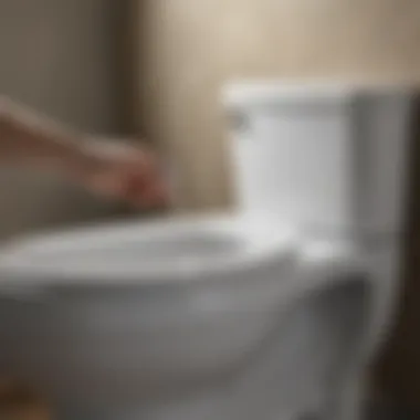 Illustration demonstrating adjusting the flush handle on a Kohler toilet