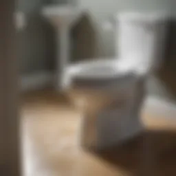 Illustration showing a Kohler toilet with water leaking from the base