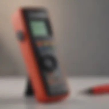 A close-up of a compact GB voltage tester for portable use